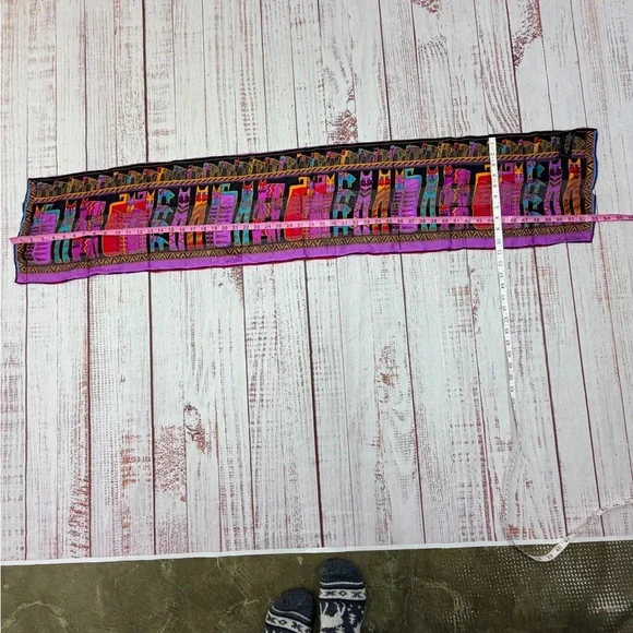 Laurel Burch Purple And Black Silk Cat Scarf 10.5 x 53” - Picture 11 of 12